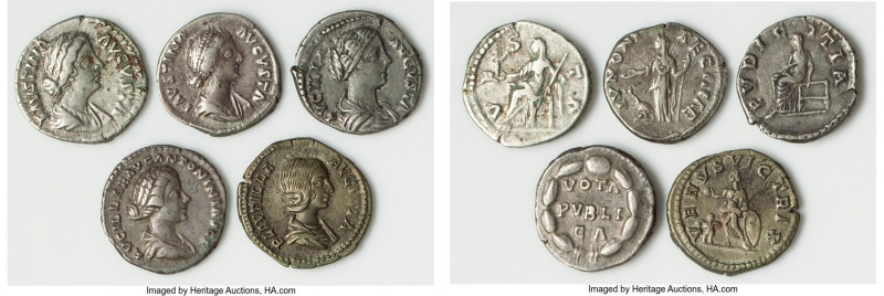 ANCIENT LOTS. Roman Imperial. Lot of five (5) AR denarii. VF-Choice VF. Includes...