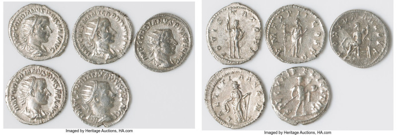 ANCIENT LOTS. Roman Imperial. Gordian III (AD 238-244). Lot of five (5) AR anton...