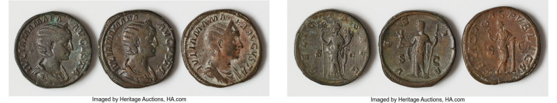 ANCIENT LOTS. Roman Imperial. Julia Mamaea (AD 222-235). Lot of three (3) AE ses...