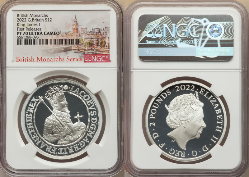 Elizabeth II silver Proof "King James I" 2 Pounds (1 oz) 2022 PR70 Ultra Cameo N...