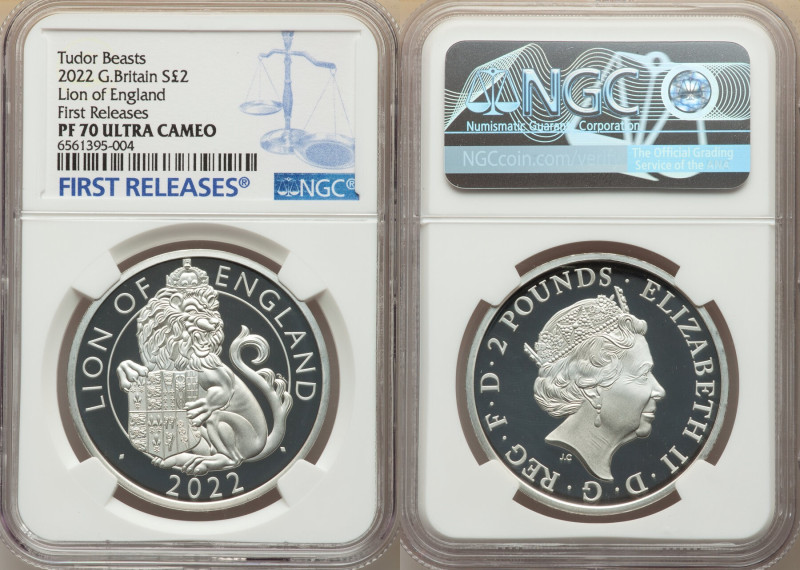 Elizabeth II silver Proof "Lion of England" 2 Pounds (1 oz) 2022 PR70 Ultra Came...