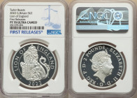 Elizabeth II silver Proof "Lion of England" 2 Pounds (1 oz) 2022 PR70 Ultra Cameo NGC, KM-Unl. Royal Tudor Beasts - The Lion of England. First Release...