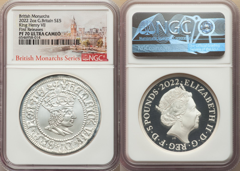 Elizabeth II silver Proof "King Henry VII" 5 Pounds (2 oz) 2022 PR70 Ultra Cameo...