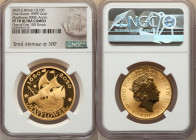 Elizabeth II gold Proof "Mayflower 400th Anniversary" 100 Pounds (1 oz) 2020 PR70 Ultra Cameo NGC, KM-Unl. Mintage: 500. One of First 100 Struck. Sold...