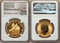 Elizabeth II gold Proof "Mayflower 400th Anniversary" 100 Pounds (1 oz) 2020 PR70 Ultra Cameo NGC, KM-Unl. Mintage: 500. One of First 100 Struck. Sold...