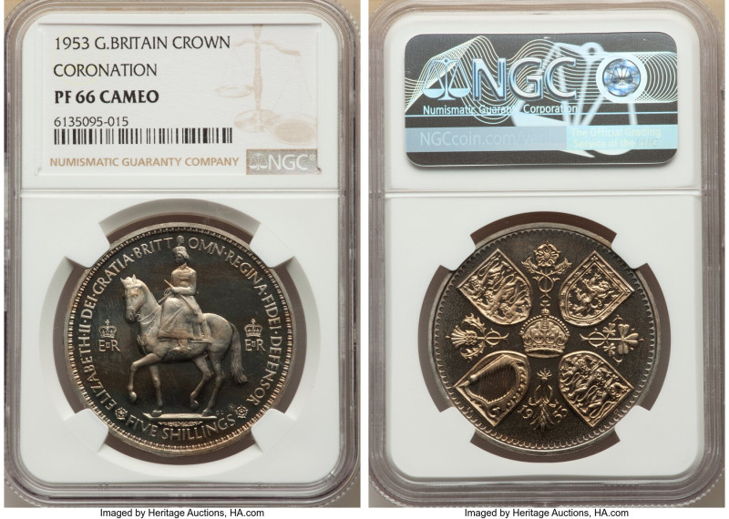 Elizabeth II 10-Piece Certified "Coronation" Proof Set 1953 NGC, 1) Crown - PR66...