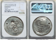 Central American Republic Counterstamped Cob 8 Reales ND (1839) VF Details (Holed) NGC, KM96.2. Counterstamp (VF Weak) -Type II sun and mountains on (...