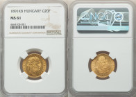 Franz Joseph I gold 20 Francs (8 Forint) 1891-KB MS61 NGC, Kremnitz mint, KM477. AGW 0.1867 oz. 

HID09801242017

© 2022 Heritage Auctions | All Right...