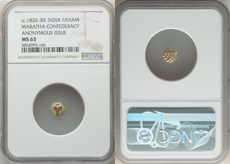 Maratha Confederacy. Anonymous 10-Piece Lot of Certified gold Fanams ND (c. 1820...