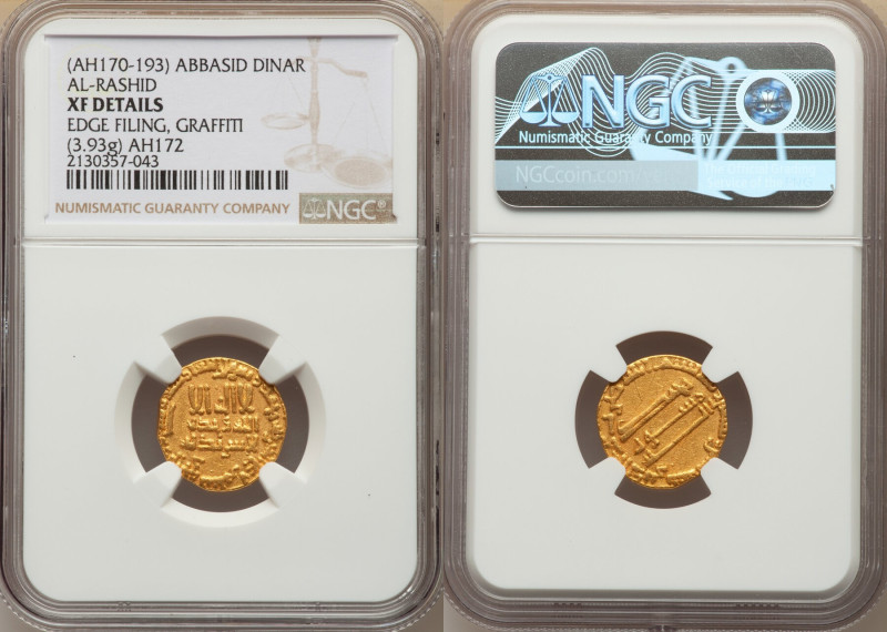 Abbasid. temp. Harun al-Rashid (AH 170-193 / AD 786-809) gold Dinar AH 172 (AD 7...