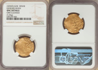 Great Mongols. temp. Chingiz (Genghis) Khan gold Dinar ND (AH 603-624 / AD 1206-1227) UNC Details (Obverse Cleaned) NGC, Samarqand mint, A-B1967 (RR)....