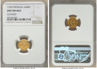 João V gold 400 Reis 1720 UNC Details (Cleaned) NGC, Lisbon mint, KM201, Fr-100. Lovely detailed surfaces with reflective fields. From the GK Collecti...