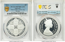 British Dependency. Elizabeth II 2-Piece Certified silver "Gothic Crown" Proof Set 2021 PR70 Deep Cameo NGC, 1) "Quartered Arms" 5 Pounds 2) "Portrait...