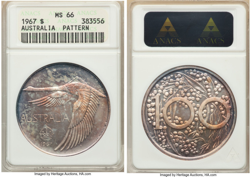 Andor Mezaros silver Unofficial Pattern Dollar 1967 MS66 ANACS, KM-XM2. Mintage:...