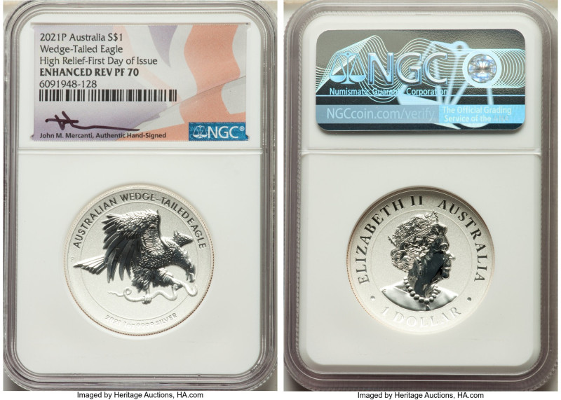 Elizabeth II silver Reverse Proof High Relief "Wedge-Tailed Eagle" Dollar (1 oz)...