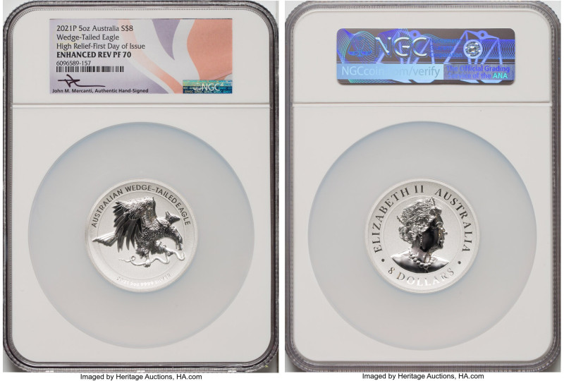 Elizabeth II silver Reverse Proof High Relief "Wedge-Tailed Eagle" 8 Dollars (5 ...