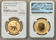 Elizabeth II gold "Year of the Monkey" 100 Dollars 2004 MS70 NGC, Perth mint, KM672. Lunar Series. 

HID09801242017

© 2022 Heritage Auctions | All Ri...