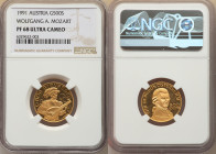 Republic gold Proof "Wolfgang Amadeus Mozart" 500 Schilling 1991 PR68 Ultra Cameo NGC, KM2997. 

HID09801242017

© 2022 Heritage Auctions | All Rights...