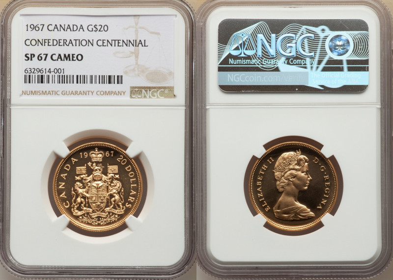 Elizabeth II gold Specimen 20 Dollars 1967 SP67 Cameo NGC, Royal Canadian mint, ...