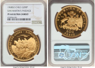 Republic gold Proof "San Martin's Passage" 200 Pesos 1968-So PR64 Ultra Cameo NGC, Santiago mint, KM186, Fr-58. Mintage: 965. Honoring the 150th anniv...