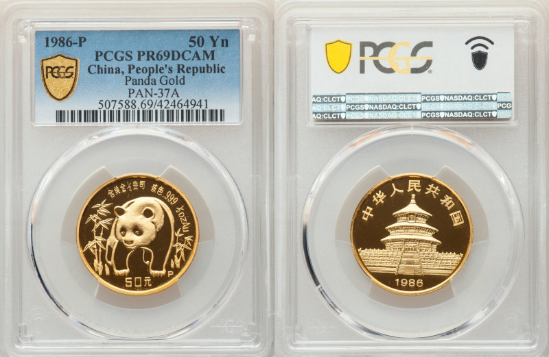 People's Republic gold Proof Panda 50 Yuan (1/2 oz) 1986-P PR69 Deep Cameo PCGS,...