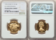 Elizabeth II gold Proof "United States Bicentennial" 100 Dollars 1976-FM PR68 Ultra Cameo NGC, Franklin mint, KM16. Mintage: 9,373. 

HID09801242017

...