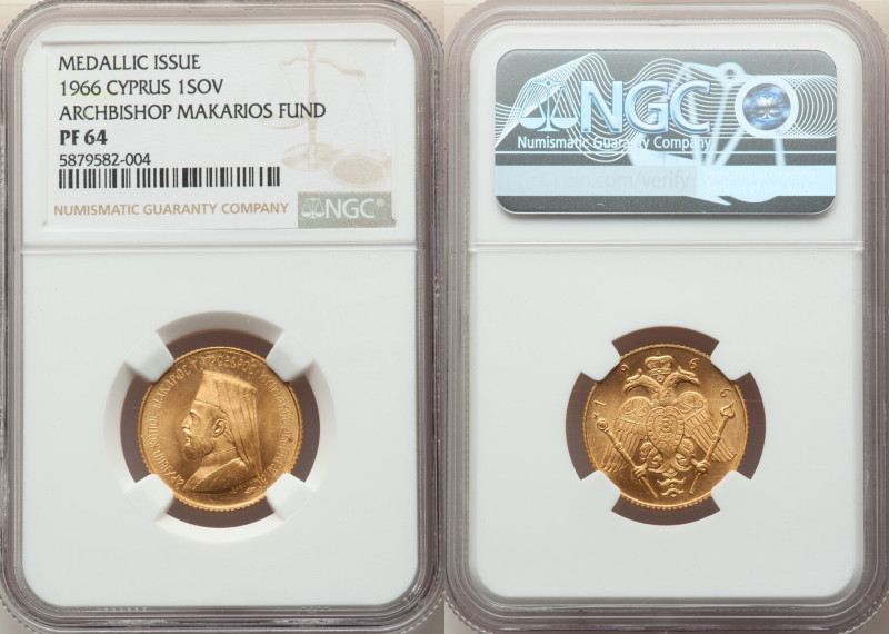 Republic gold Proof "Archbishop Makarios Fund" Medallic Sovereign 1966 PR64 NGC,...