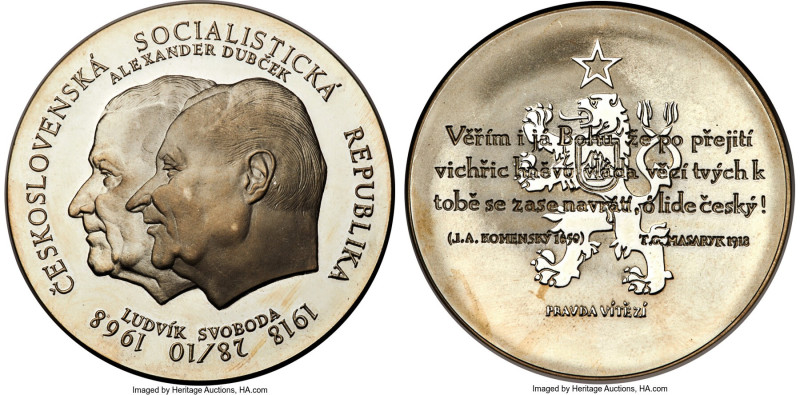 Republic silver Proof "50th Anniversary of the Founding of Czechoslovakia" Medal...
