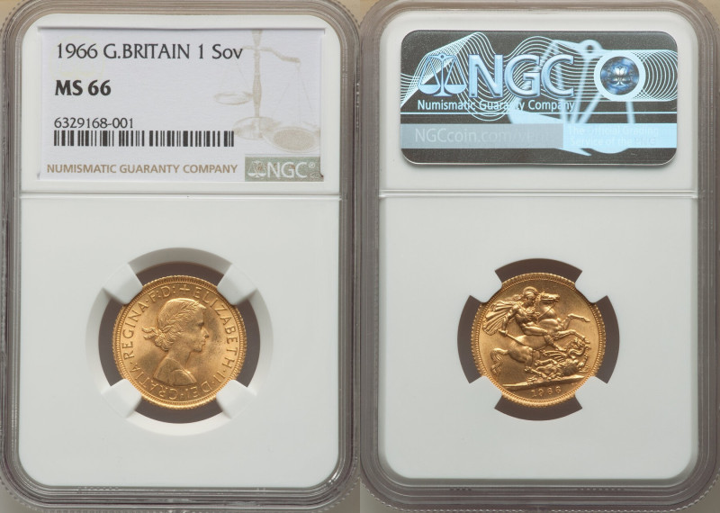 Elizabeth II gold Sovereign 1966 MS66 NGC, KM908. 

HID09801242017

© 2022 Herit...