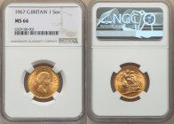 Elizabeth II gold Sovereign 1967 MS66 NGC, KM908, S-4125. 

HID09801242017

© 2022 Heritage Auctions | All Rights Reserved