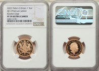 Elizabeth II gold Proof Piefort "Platinum Jubilee" Sovereign 2022 PR70 Ultra Cameo NGC, KM-Unl, S-Unl. Reeded edge. Limited Edition Presentation Minta...