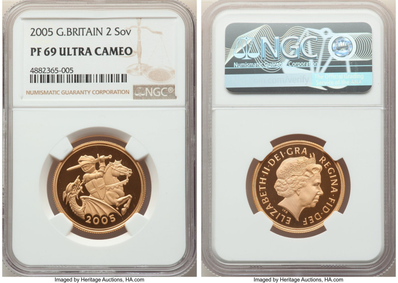 Elizabeth II gold Proof 2 Pounds 2005 PR69 Ultra Cameo NGC, KM1066. 

HID0980124...