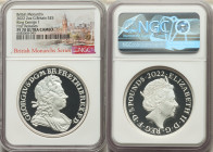 Elizabeth II silver Proof "King George I" 5 Pounds (2 oz) 2022 PR70 Ultra Cameo NGC, KM-Unl, S-Unl. Limited Edition Presentation Mintage: 750. British...