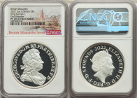 Elizabeth II silver Proof "King George I" 5 Pounds (2 oz) 2022 PR70 Ultra Cameo NGC, KM-Unl, S-Unl. Limited Edition Presentation Mintage: 750. British...