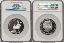 Elizabeth II Proof "Britannia" 10 Pounds 2013 (5 oz) PR70 Ultra Cameo NGC, KM1268, S-BG1. Mintage: 4,054. First Release Issue. Sold with original case...