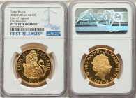 Elizabeth II gold Proof "Lion of England" 100 Pounds (1 oz) 2022 PR70 Ultra Cameo NGC, KM-Unl., S-TBCGB2. Limited Edition Presentation: 400. Royal Tud...