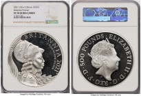 Elizabeth II silver Proof "Britannia Portrait" 500 Pounds (1 Kilo) 2021 PR70 Ultra Cameo NGC, KM-Unl., S-BSM4. Limited Edition Presentation Mintage: 5...