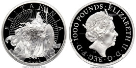 Elizabeth II silver Proof "Britannia with Lion" 1000 Pounds (2 Kilos) 2021 UNC, KM-Unl., S-BSN1. Limited Edition Presentation Mintage: 110. Sold with ...