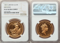 Elizabeth II 4-Piece Certified gold "Britannia" Proof Set 1987 NGC, 1) 100 Pounds (1 oz) - PR67 Ultra Cameo, KM953 2) 50 Pounds (1/2 oz) - PR69 Ultra ...