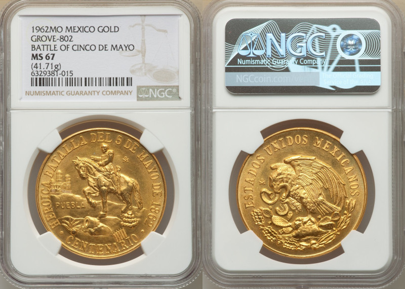 Estados Unidos gold "Battle of Cinco de Mayo" Medal 1962-Mo MS67 NGC, Mexico Cit...