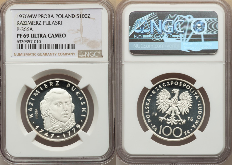 People's Republic silver Proof Proba "Kazimierz Pulaski" 100 Zlotych 1976-MW PR6...