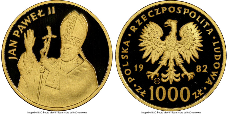 People's Republic gold Proof "Visit of Pope John Paul II" 1000 Zlotych 1982-CHI ...