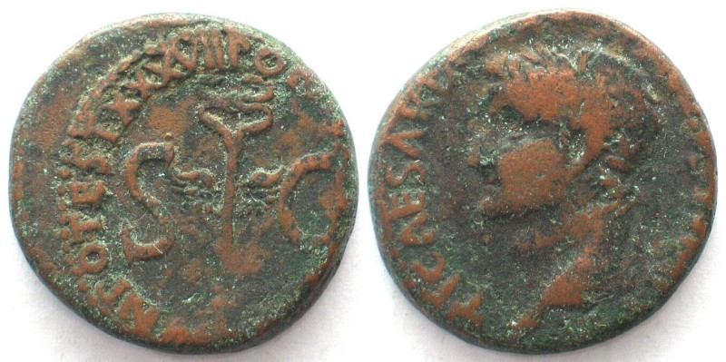 TIBERIUS. AE As 34-35 AD, Rome, Caduceus between S-C, VF
RIC 59. TI CAESAR DIVI...