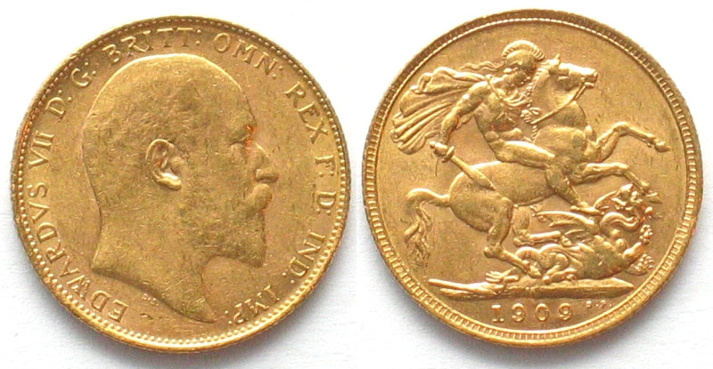 AUSTRALIA. Sovereign 1909 M Melbourne, EDWARD VII, gold UNC-!
KM # 15, Weight: ...