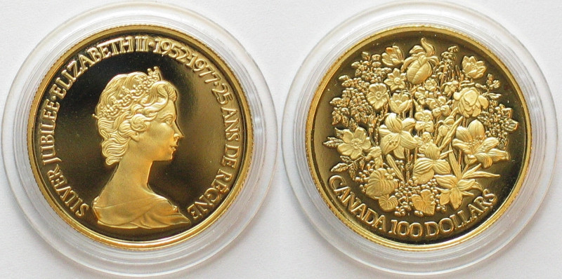 CANADA. 100 Dollars 1977, Queen's Silver Jubilee, ELIZABETH II, Gold, 1/2 oz, Pr...