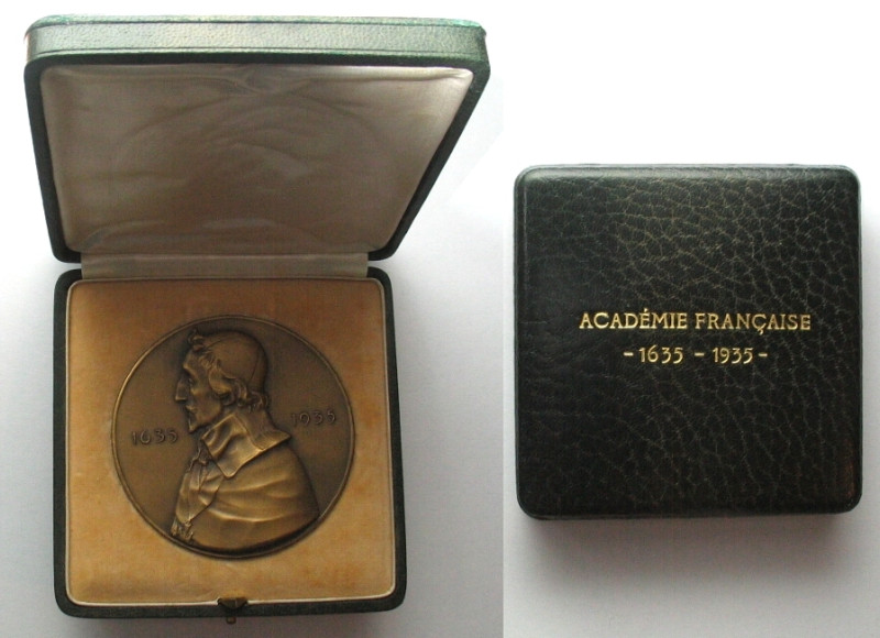 FRANCE. Medal 1935, 300th Anniversary of the French Academy, Richelieu, bronze, ...