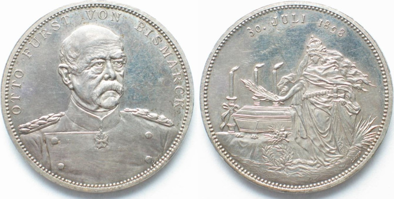 GERMANY. OTTO VON BISMARCK, Silver Medal on his death 1898, by LAUER, 33mm, AU
...