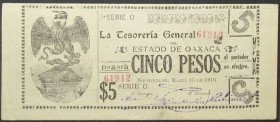 MEXICO. Revolutionary. Oaxaca, 5 Pesos 15.3.1916, UNC-!
P # S 949.