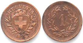 EIDGENOSSENSCHAFT. Rappen 1877, Bronze
HMZ 2-1215p, vz(XF)