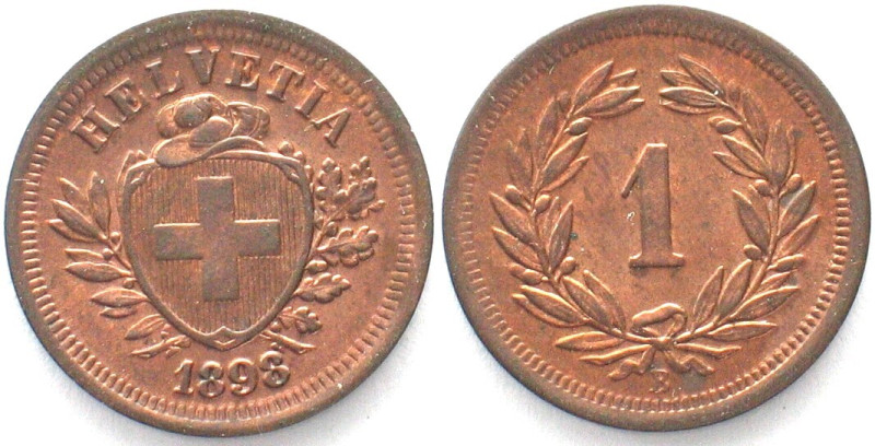 EIDGENOSSENSCHAFT. Rappen 1898, Bronze
HMZ 2-1215gg, unz(UNC)